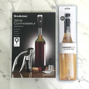 Brookstone Wine Connoisseur 4 Piece Set Wine Opener Corkcicle Wine Chiller Pour